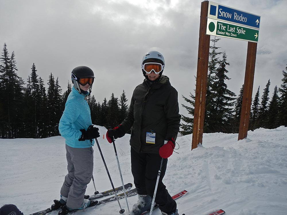 Sarah and Mary-Ann, on one of our <br />favorite runs, Snow Rodeo...