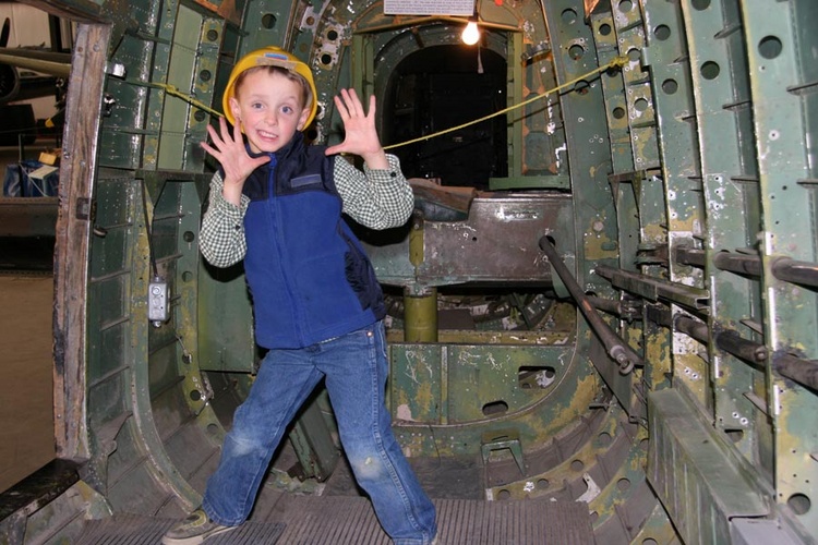 Riley Watson at the back of the Lancaster.