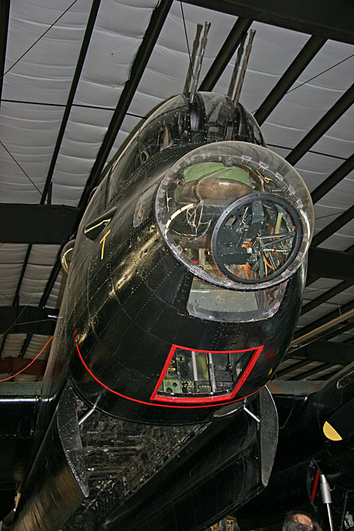 Closeup of Lancaster front turret and bombsight.