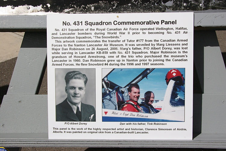 The 431 Squadron panel inscription.