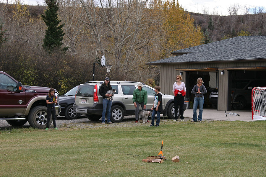 Emily counting down the first rocket of the day...