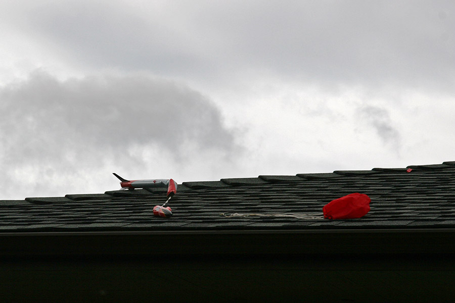 but uh oh!!... the parachute opened too late, <br />and the rocket crashed onto the roof...