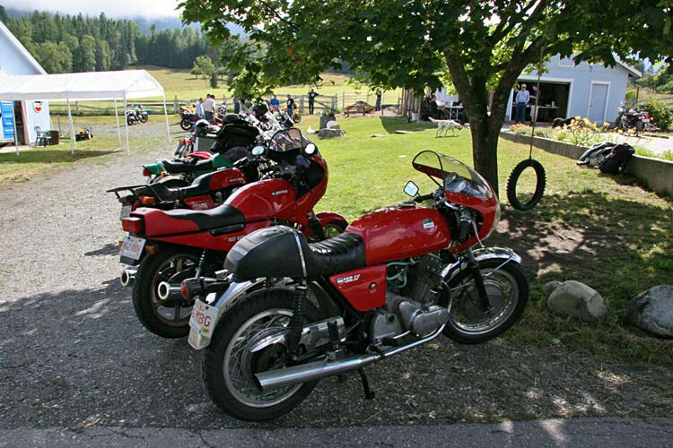 Saturday morning at Wolfgang Haerter's Laverda rally, in Nakusp B.C.