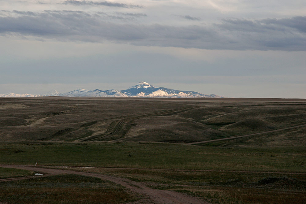 the Sweetgrass hills with <br />a dusting of snow...