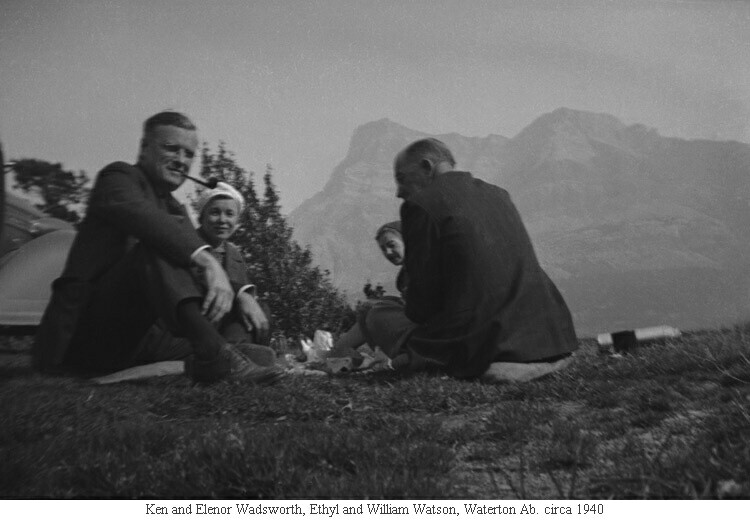 Ken and Elenor Wadsworth, Ethyl and William Watson, Waterton Ab. circa 1940