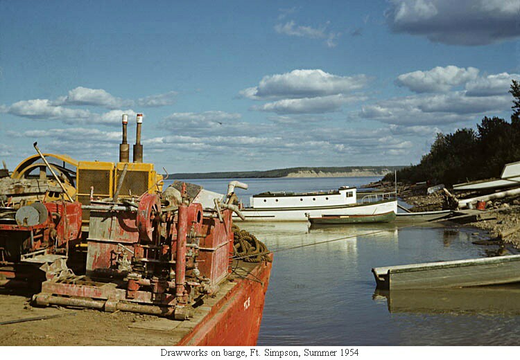 Drawworks on barge, Ft. Simpson, Summer 1954
