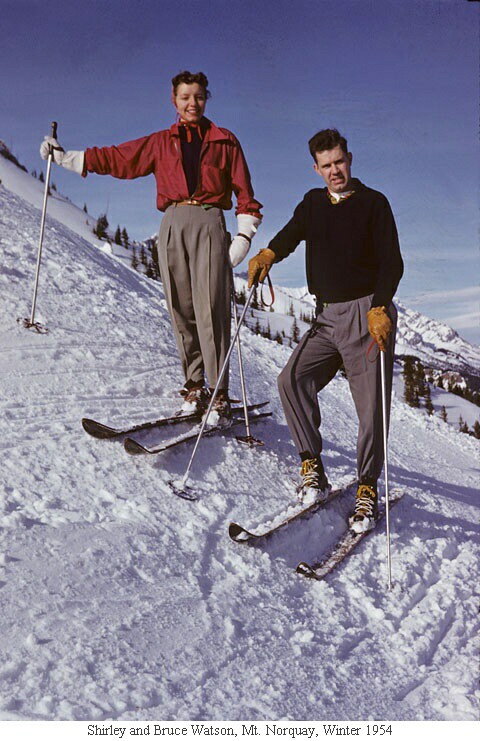 Shirley and Bruce Watson, Mt. Norquay, Winter 1954
