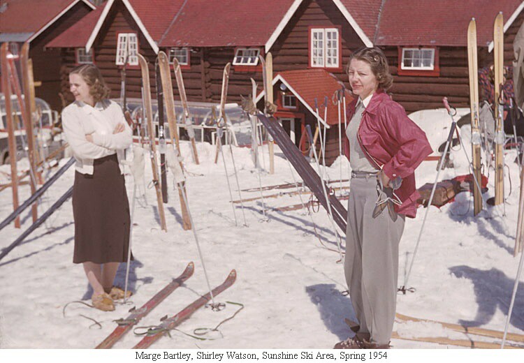 Marge Bartley, Shirley Watson, Sunshine Ski Area, Spring 1954