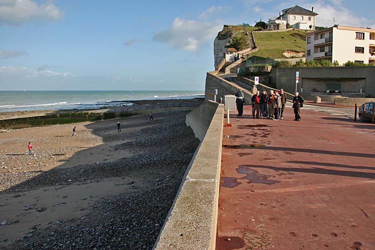 The infamous Blue Beach at Puys near Dieppe looking east where the Royal Regiment of Canada stormed <br />ashore on 19th Aug 1942 as part of a combined effort over a five mile beach front.