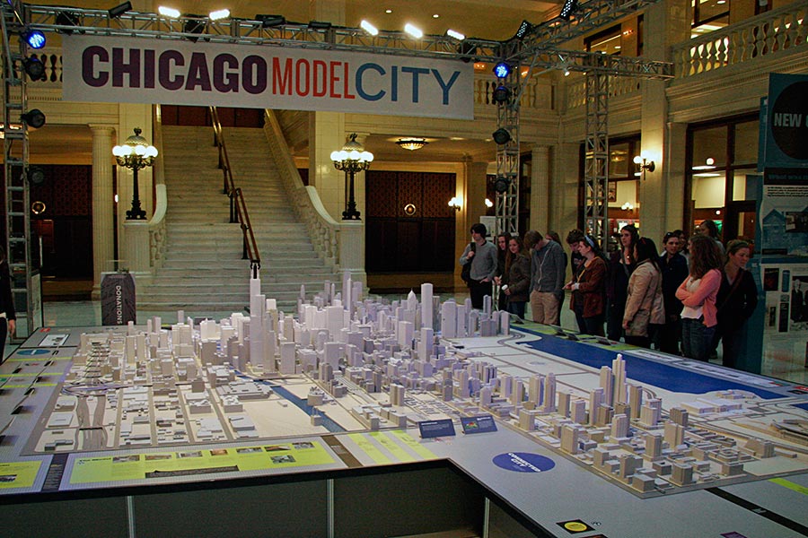 Scale model of the downtown core at the <br />Chicago Architecture Foundation.