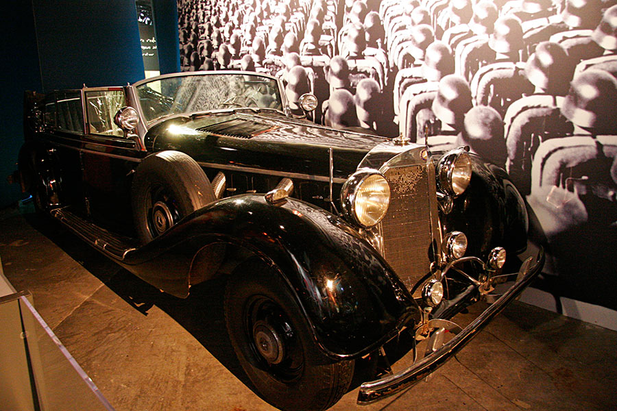 1940 Mercedes-Benz limousine, formerly Hitlers staff car. <br />Acquired by the museum in 1970...