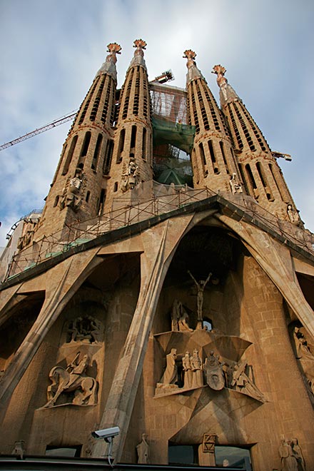 The Passion facade on the south <br />side of the Sagrada Familia...