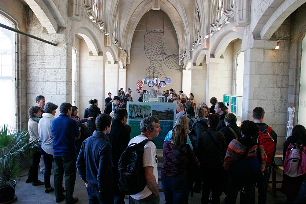 A tribute to Gaudi's early architectural experiments <br />displayed in the cloister of the Nativity facade...