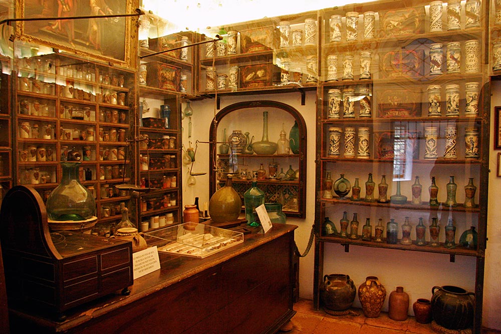 the monastery contains a pharmacy dating from the <br />1720's, with its surviving collection of glass jars...