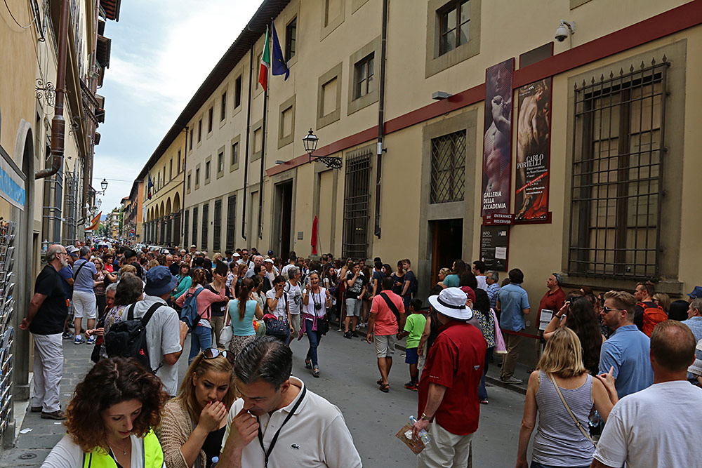 The unassuming entrance to the Accademia Gallery in Florence...